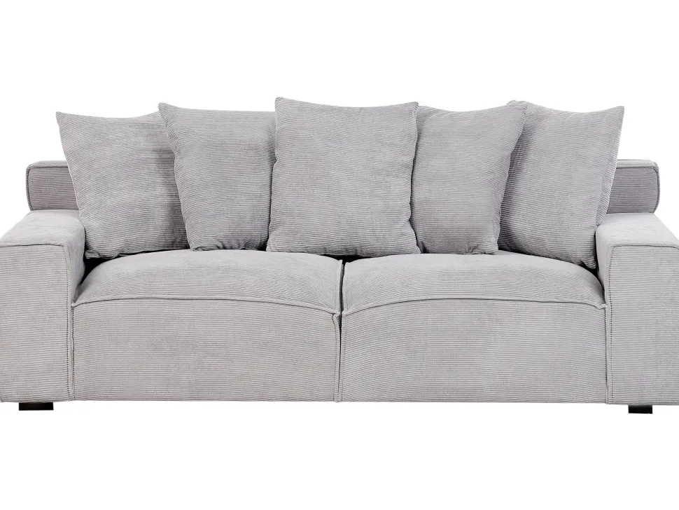 3 Seater Jumbo Cord Sofa Light Grey Viskan