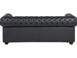3 Seater Leather Sofa Black Chesterfield