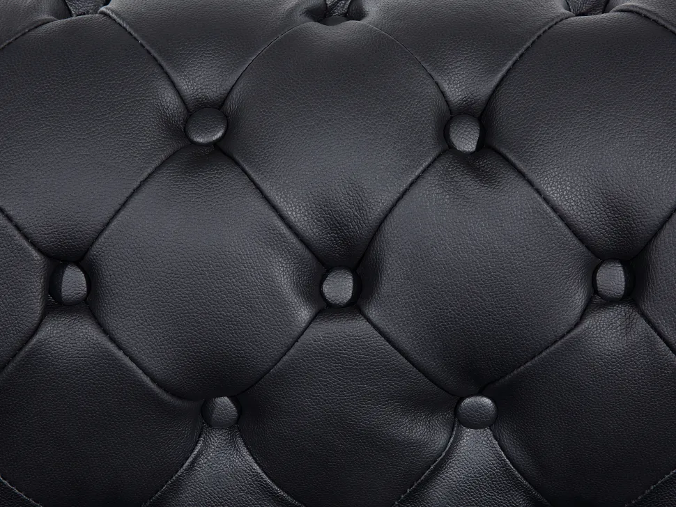 3 Seater Leather Sofa Black Chesterfield