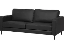 3 Seater Leather Sofa Black Savalen