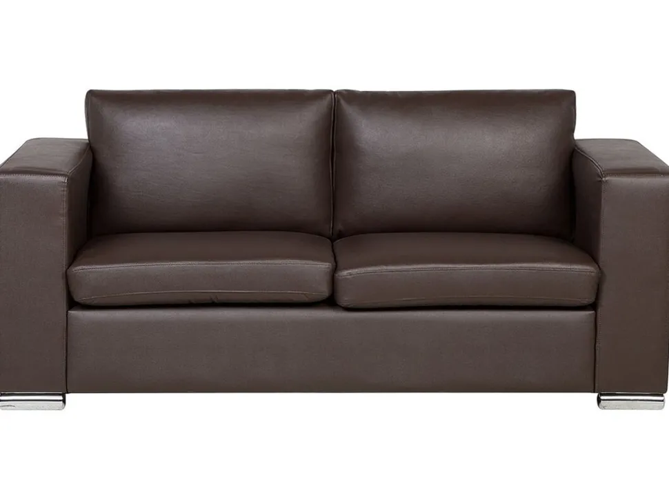 3 Seater Leather Sofa Brown Helsinki