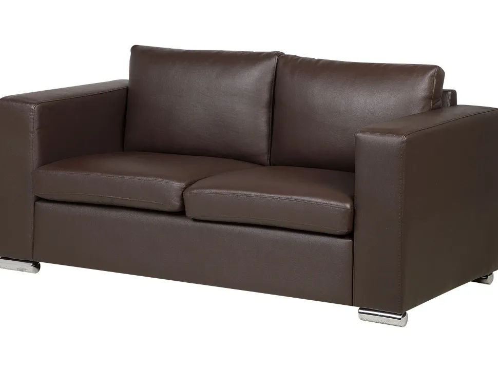 3 Seater Leather Sofa Brown Helsinki
