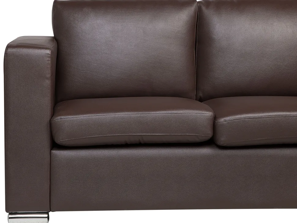 3 Seater Leather Sofa Brown Helsinki
