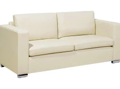 3 Seater Leather Sofa Cream Helsinki