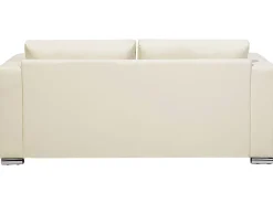 3 Seater Leather Sofa Cream Helsinki