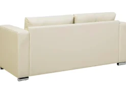 3 Seater Leather Sofa Cream Helsinki