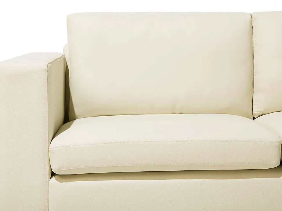3 Seater Leather Sofa Cream Helsinki