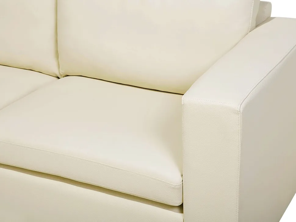 3 Seater Leather Sofa Cream Helsinki