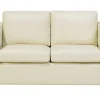 2 Seater Leather Sofa Cream Helsinki