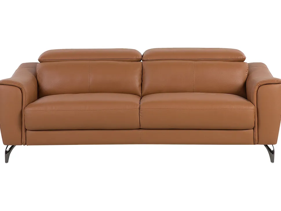 3 Seater Leather Sofa Golden Brown Narwik