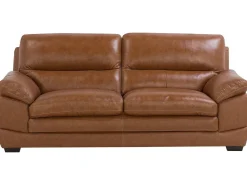 3 Seater Leather Sofa Golden Brown Horten