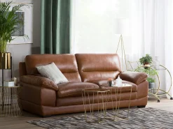 3 Seater Leather Sofa Golden Brown Horten