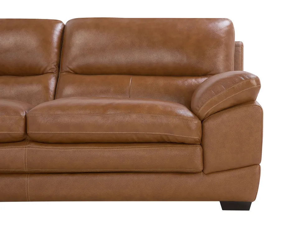 3 Seater Leather Sofa Golden Brown Horten