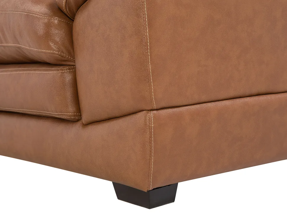 3 Seater Leather Sofa Golden Brown Horten