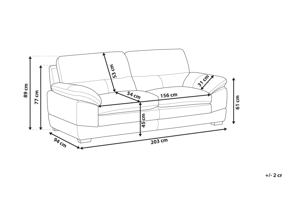 3 Seater Leather Sofa Golden Brown Horten