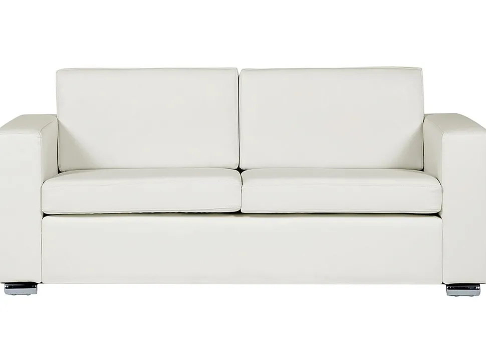 3 Seater Leather Sofa White Helsinki