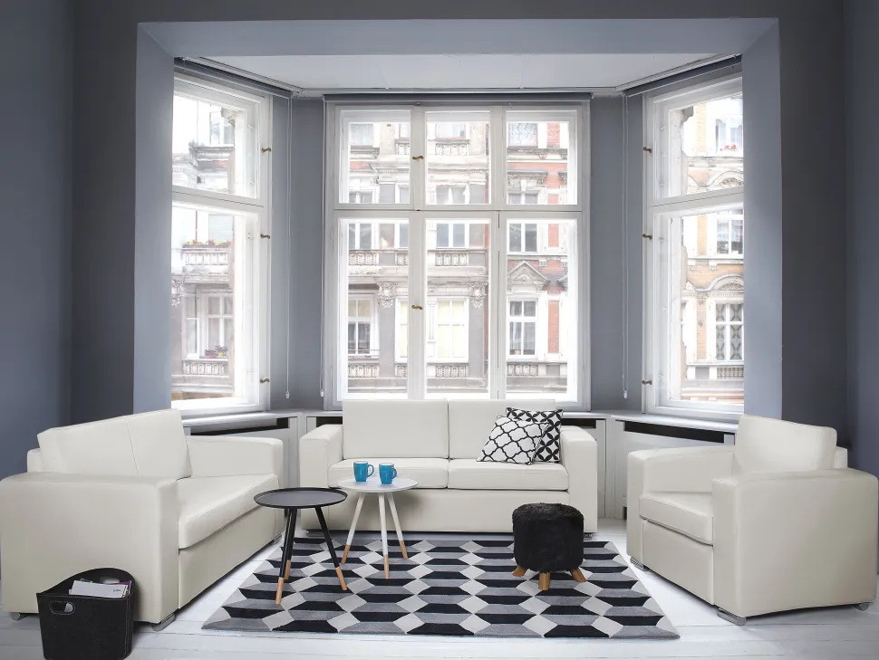 3 Seater Leather Sofa White Helsinki