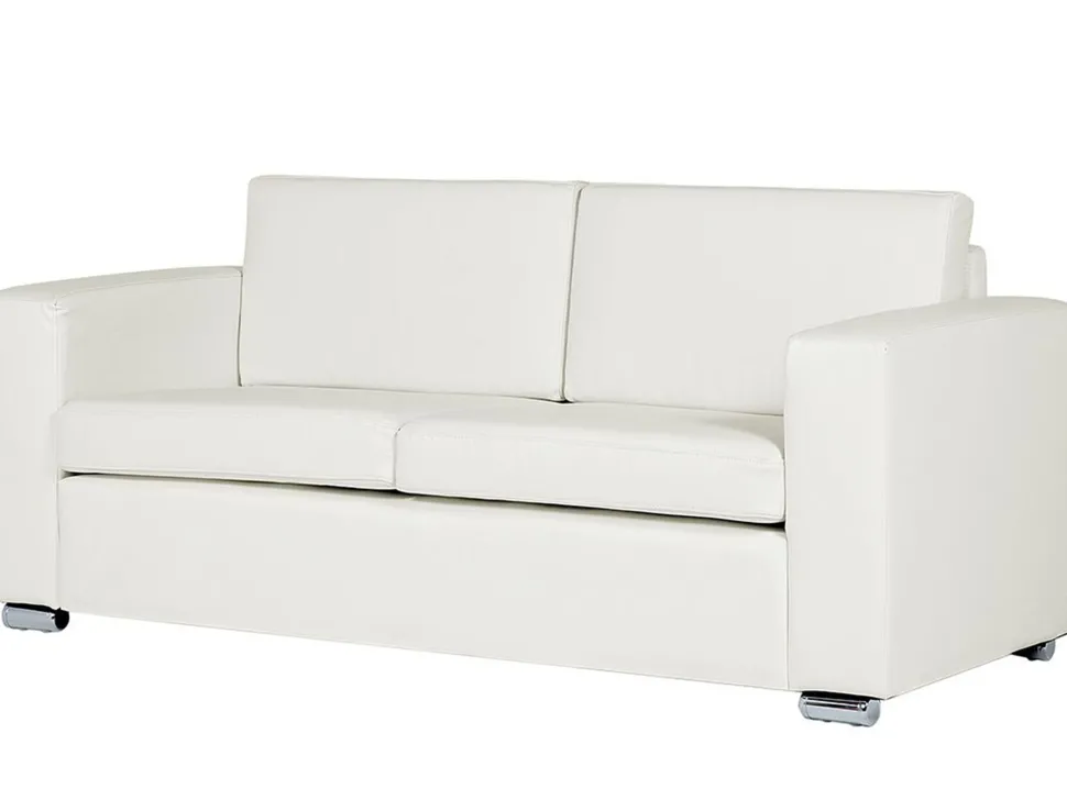 3 Seater Leather Sofa White Helsinki
