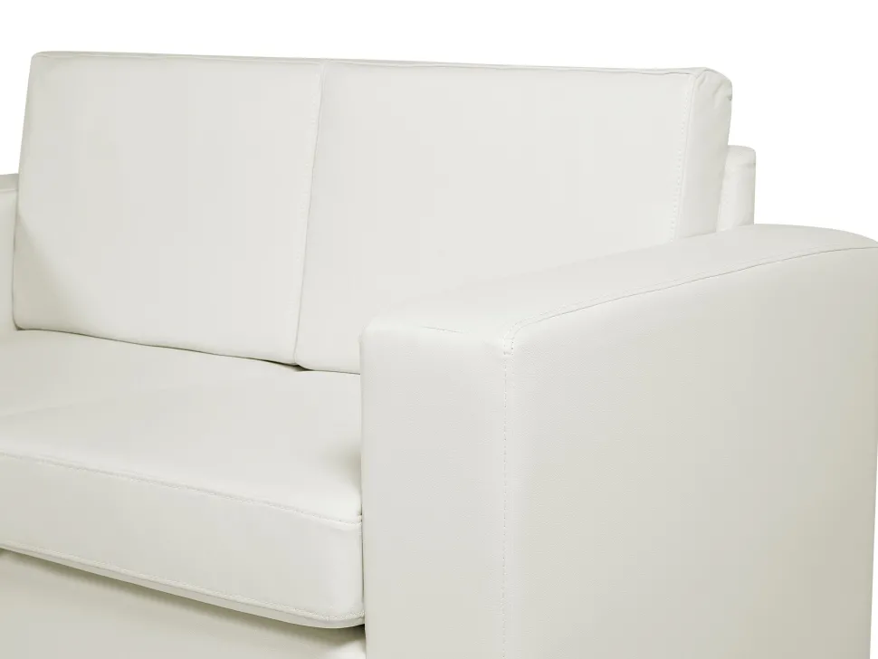3 Seater Leather Sofa White Helsinki