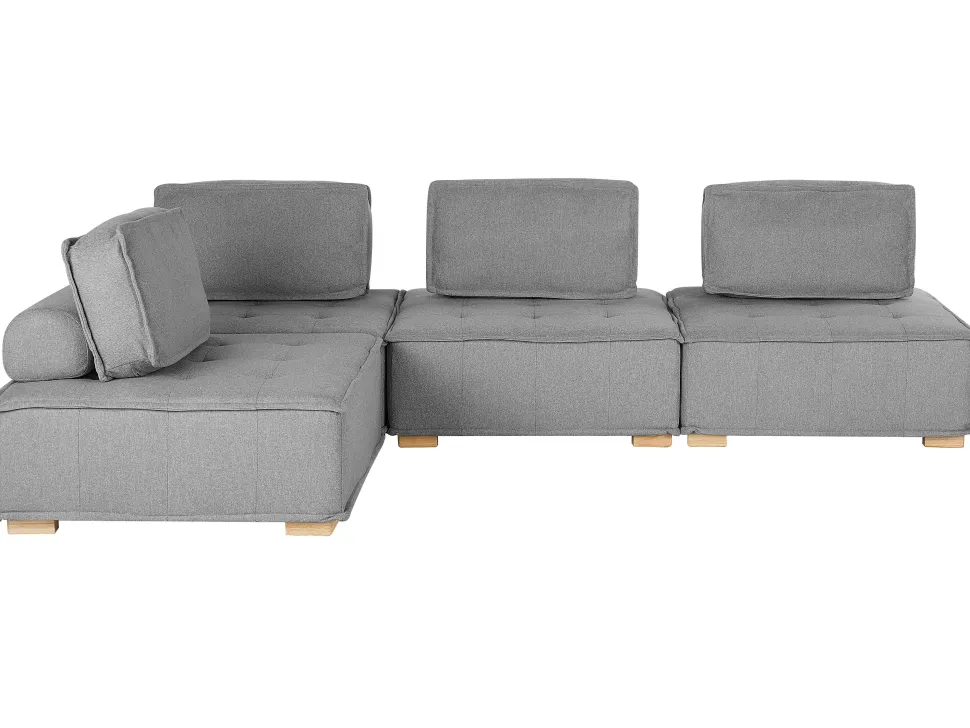 4 Seater Modular Fabric Corner Sofa Grey Tibro