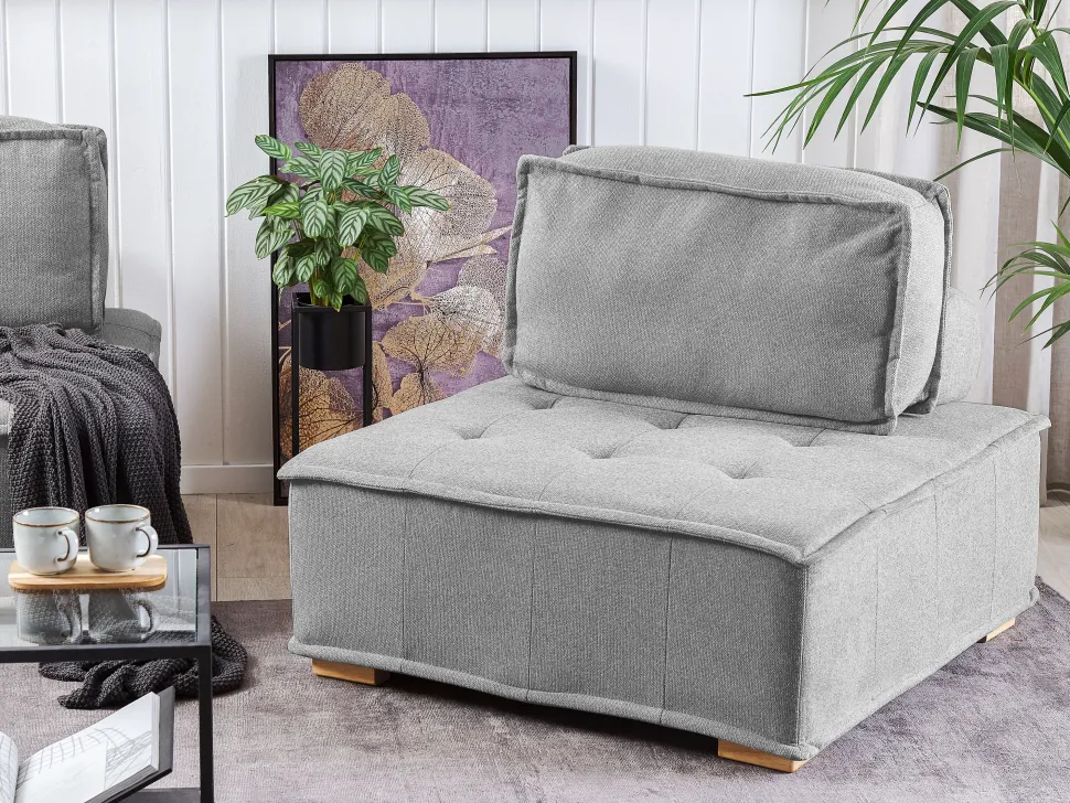 4 Seater Modular Fabric Corner Sofa Grey Tibro