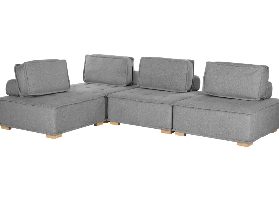 4 Seater Modular Fabric Corner Sofa Grey Tibro
