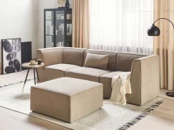 3 Seater Modular Jumbo Cord Sofa With Ottoman Taupe Lemvig