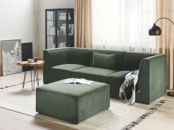 3 Seater Modular Jumbo Cord Sofa With Ottoman Dark Green Lemvig