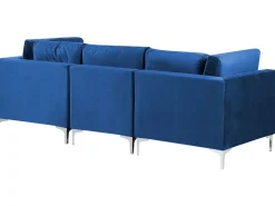 3 Seater Modular Velvet Sofa With Ottoman Blue Evja