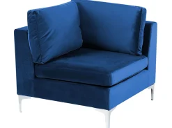 3 Seater Modular Velvet Sofa With Ottoman Blue Evja