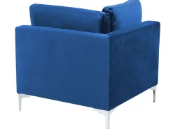 3 Seater Modular Velvet Sofa With Ottoman Blue Evja