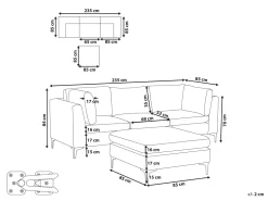 3 Seater Modular Velvet Sofa With Ottoman Grey Evja