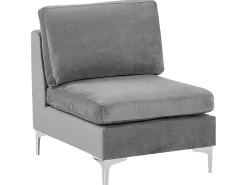 3 Seater Modular Velvet Sofa With Ottoman Grey Evja