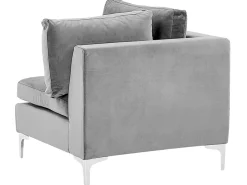 3 Seater Modular Velvet Sofa With Ottoman Grey Evja