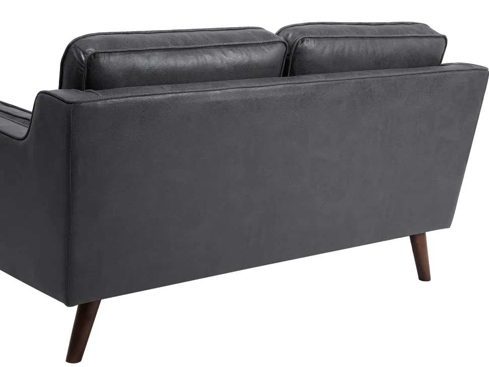 2 Seater Sofa Faux Leather Grey Lokka