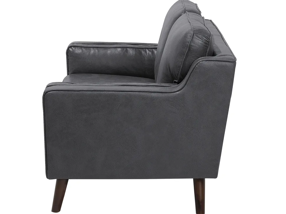 2 Seater Sofa Faux Leather Grey Lokka