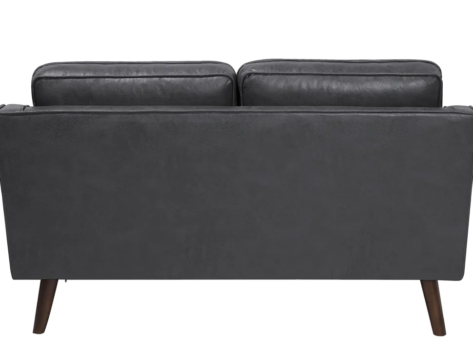 2 Seater Sofa Faux Leather Grey Lokka