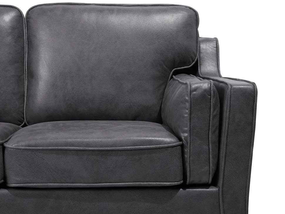 2 Seater Sofa Faux Leather Grey Lokka