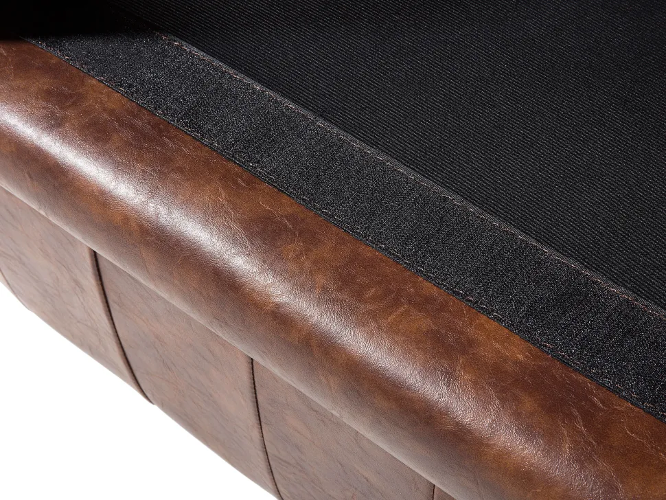 3 Seater Sofa Faux Leather Golden Brown Chesterfield