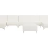 6 Seater U-Shaped Modular Faux Leather Sofa With Ottoman White Aberdeen