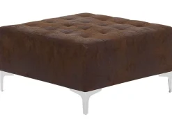 5 Seater U-Shaped Modular Faux Leather Sofa With Ottoman Brown Aberdeen
