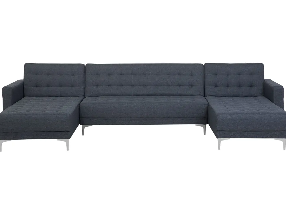 5 Seater U-Shaped Modular Fabric Sofa Dark Grey Aberdeen