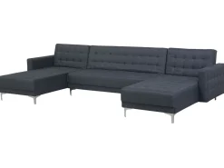 5 Seater U-Shaped Modular Fabric Sofa Dark Grey Aberdeen