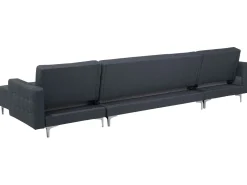 5 Seater U-Shaped Modular Fabric Sofa Dark Grey Aberdeen