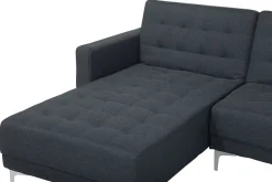 5 Seater U-Shaped Modular Fabric Sofa Dark Grey Aberdeen