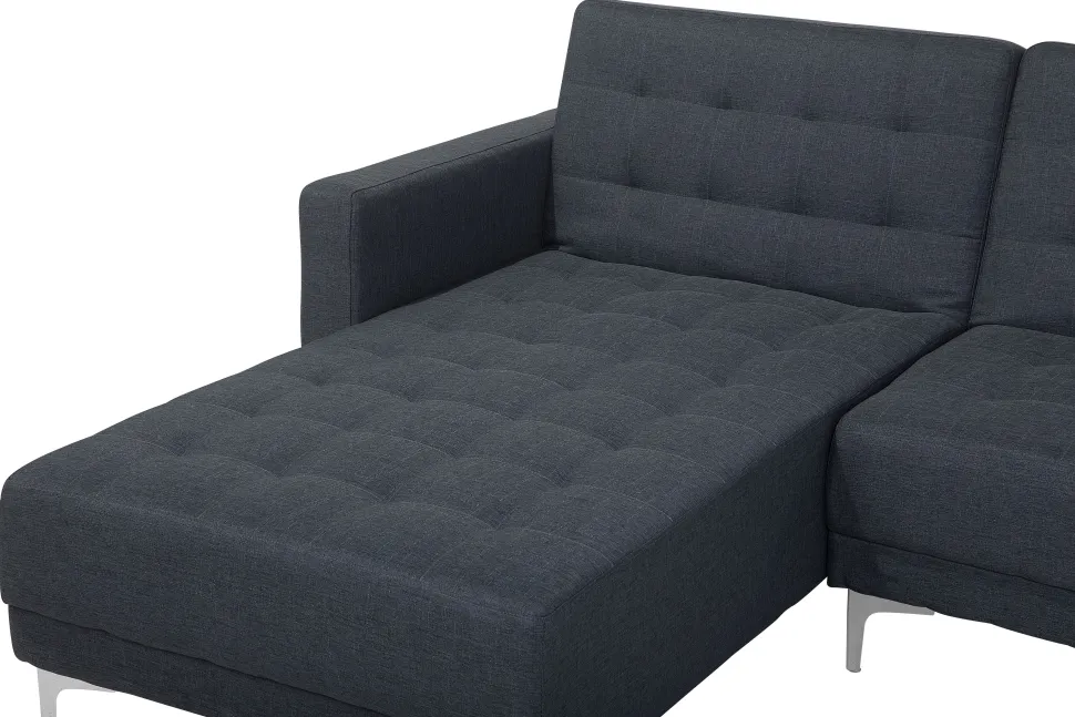 5 Seater U-Shaped Modular Fabric Sofa Dark Grey Aberdeen