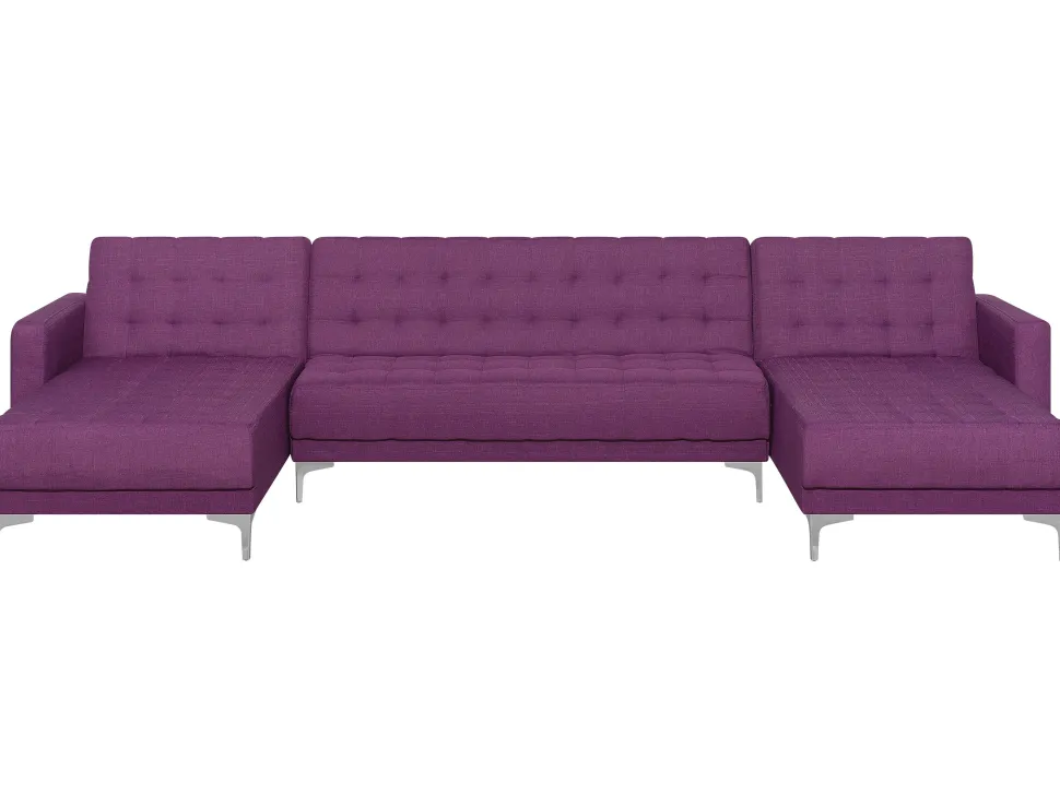 5 Seater U-Shaped Modular Fabric Sofa Purple Aberdeen