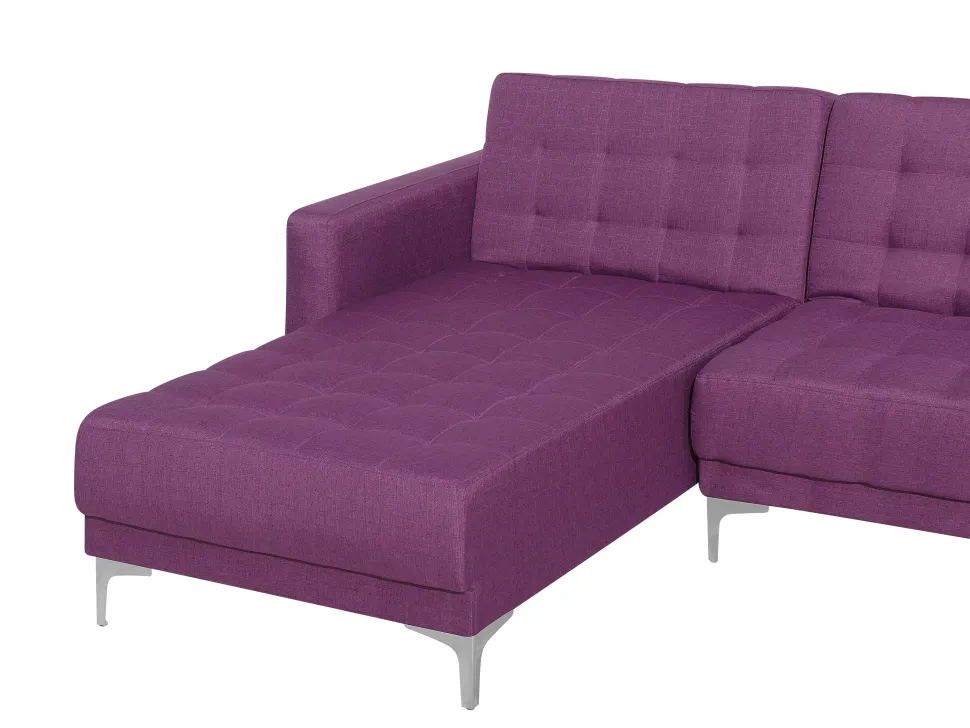 5 Seater U-Shaped Modular Fabric Sofa Purple Aberdeen