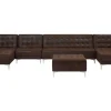 6 Seater U-Shaped Modular Faux Leather Sofa With Ottoman Brown Aberdeen