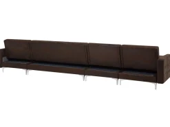 6 Seater U-Shaped Modular Faux Leather Sofa With Ottoman Brown Aberdeen